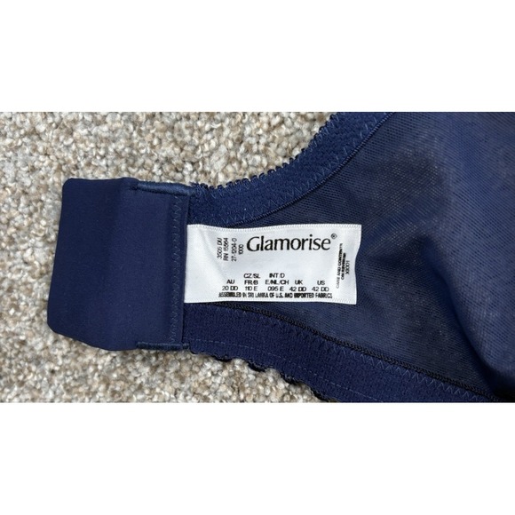 Glamorise Bra Magic lift Full Figure Lace Support Navy Blue Size 42DD X1001 - Picture 3 of 4
